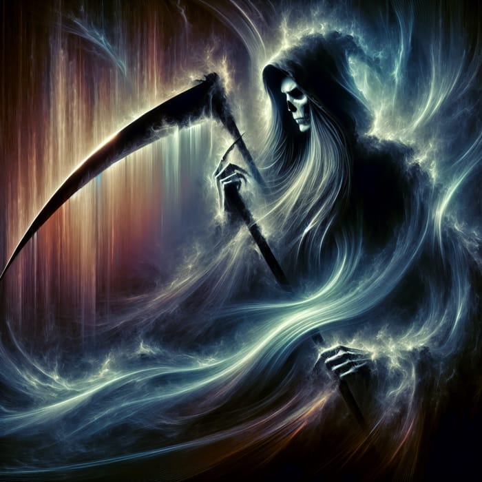 Dark Fantasy Illustration of Grim Reaper with Scythe
