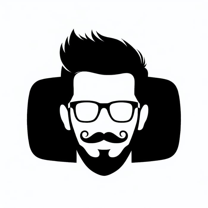 Stylish Youtube Logo Silhouette of Bearded Man with Horseshoe Mustache