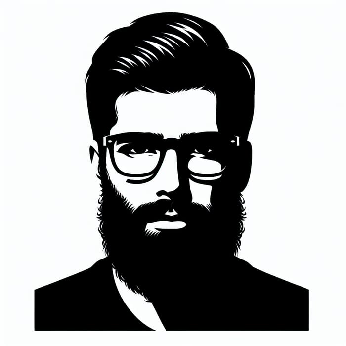 Bearded Man Silhouette with Glasses - Intellectual Profile