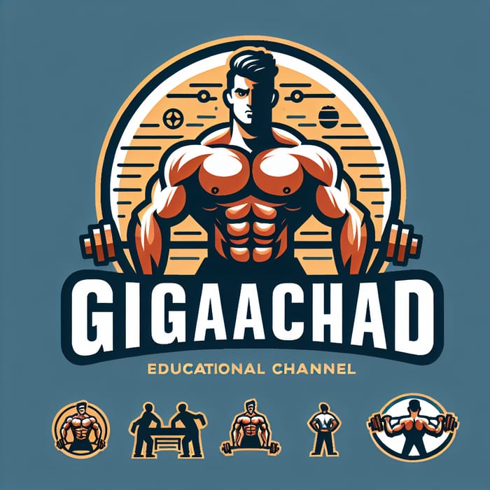 Alpha Male Fitness Logo: Muscular Gigachad Emblem