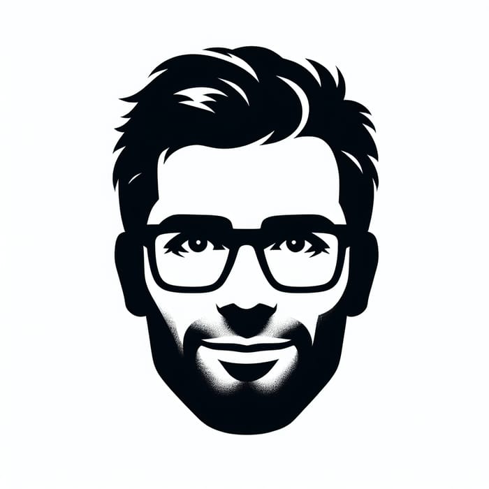 Friendly Man's Face Silhouette with Glasses