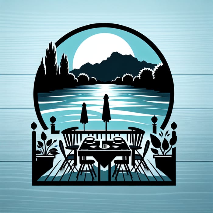 Riverside Dining Logo Design: Sky Blue & Black Theme