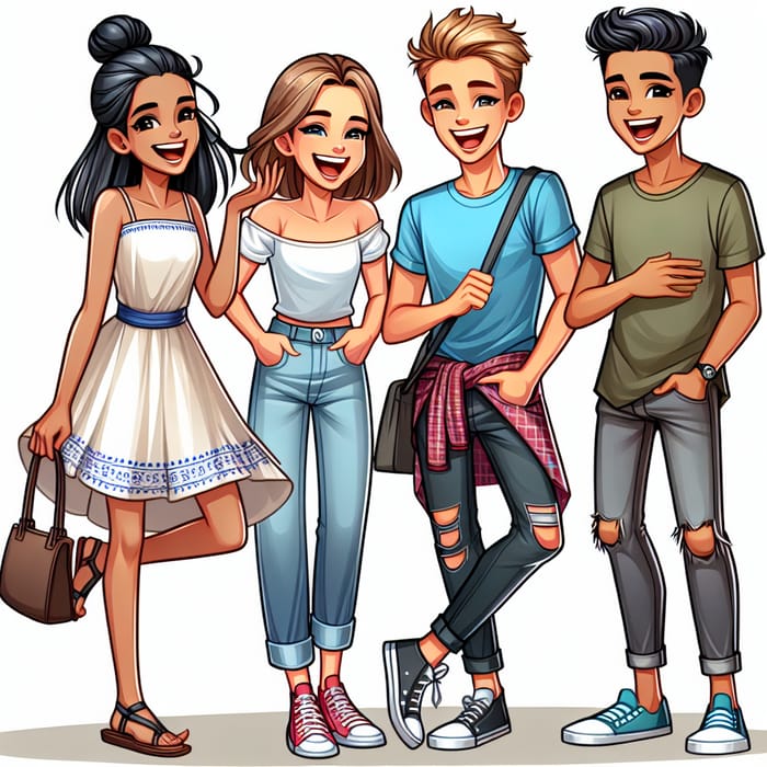 Cartoonify 2 Girls & Guy Friends Image | Multicultural Friendship Fun