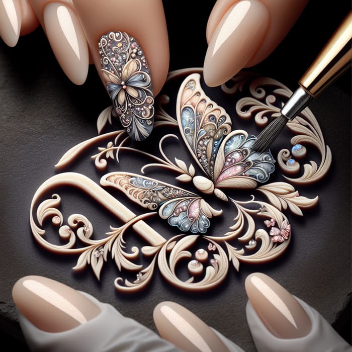 Elegant Butterfly Logo Design for Nail Business | Glamorous Beauty Brand