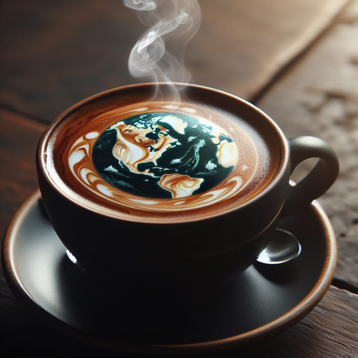 Earthy Latte Art: Coffee with Earth-Like Latte Art