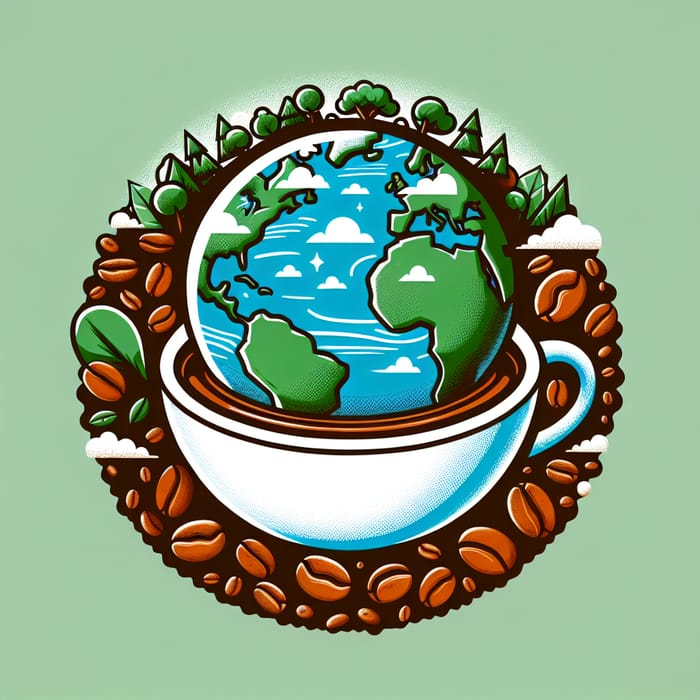 World Earth Day Poster with Coffee and Sustainability Themes