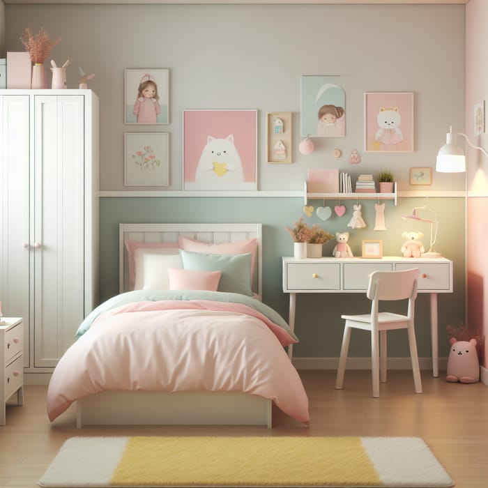 Adorable Girl's Room Decor: Soft Pastel Colors & Cute Animals