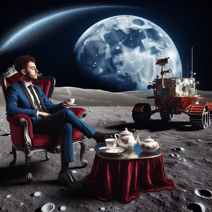 Elon Musk's Moon Tea Party: Cosmic Gathering on Lunar Surface