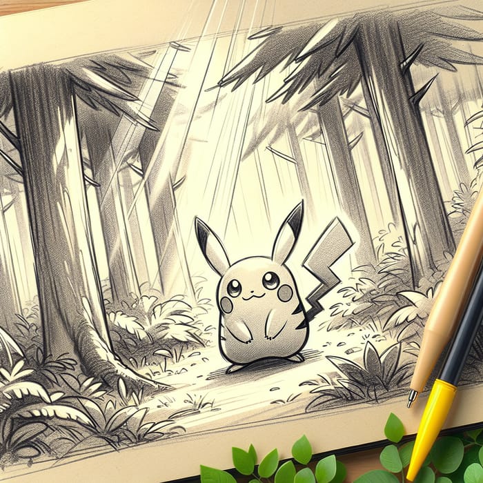 Mystical Forest Creature Art | Unique Pikachu-inspired Sketch