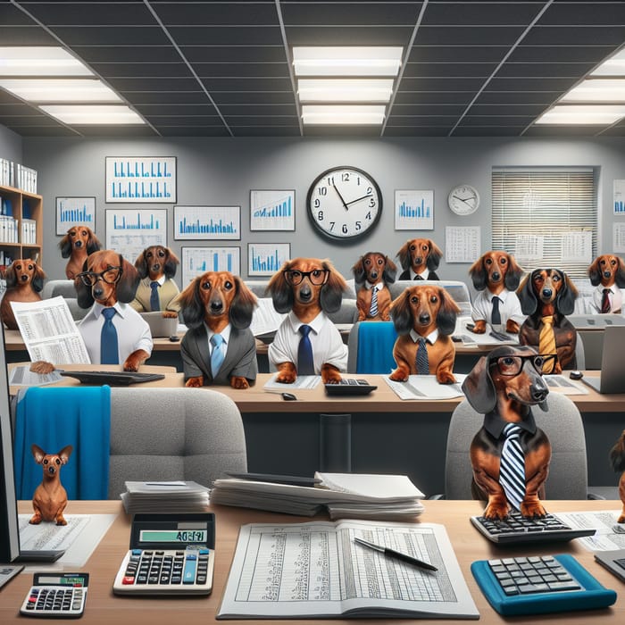 Accounting Office with Dachshund Team Members