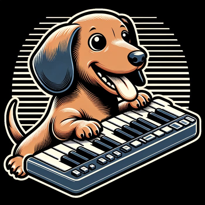 Quirky Dachshund Keyboard Vector Graphic for T-Shirt Designs