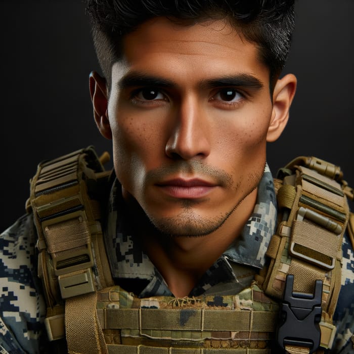 Intense Mexican Navy Special Forces Soldier in Camouflage Gear, AI Art  Generator