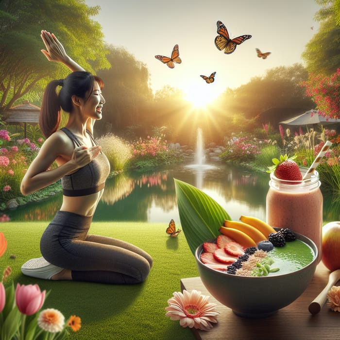 Motivational Yoga in Serene Garden | Healthy Lifestyle