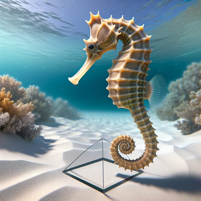 Realistic Seahorse with Unique Horse Head in Transparent Ocean