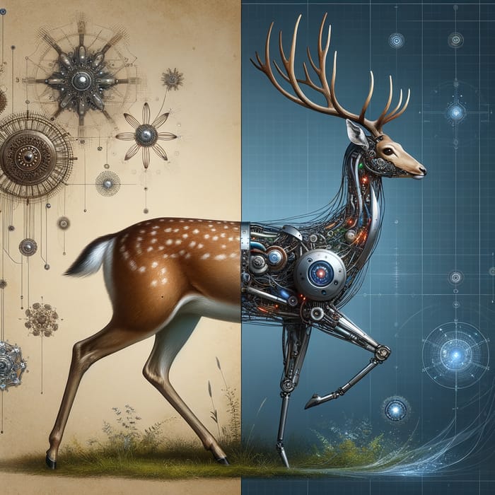 Realistic Machine-Deer Fusion | Unique Hybrid Art