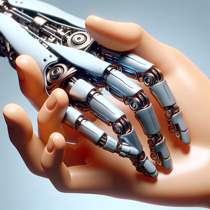 Human and Mechanical Handshake | Realistic Futuristic Robotics Image