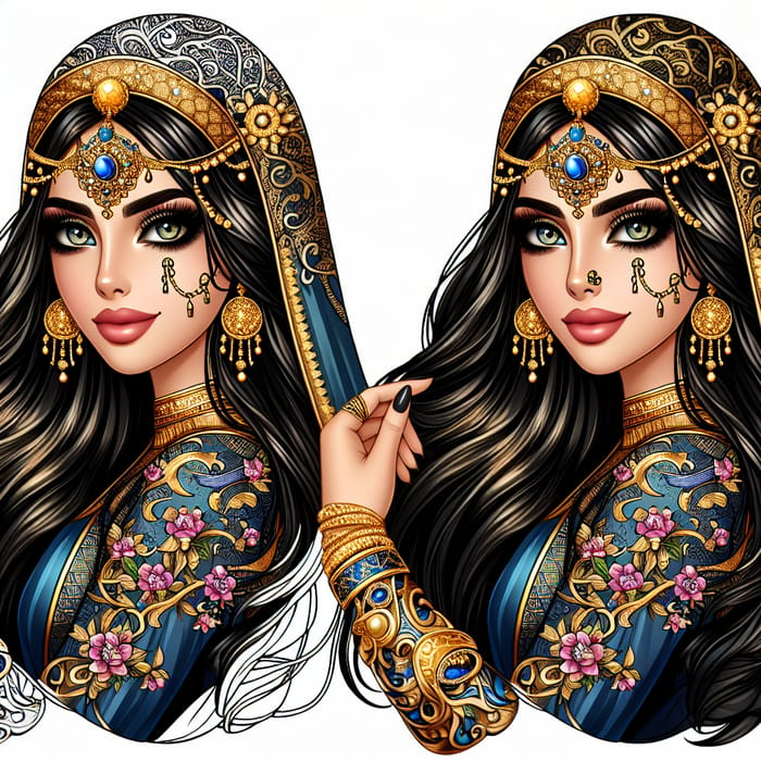 Realistic Arabian Princess Jasmine with Intricate Tattoos