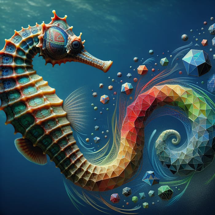 Realistic Seahorse Giving Birth: Geometric Patterns in Aquatic Harmony