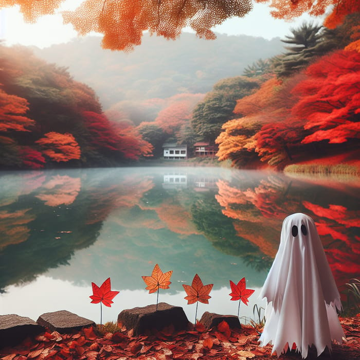 Tranquil Child-Like Ghost Costume at Serene Lake