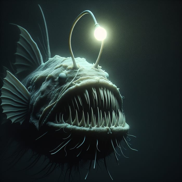 Realistic Anglerfish in Dark Ocean Depths - Mesmerizing Image