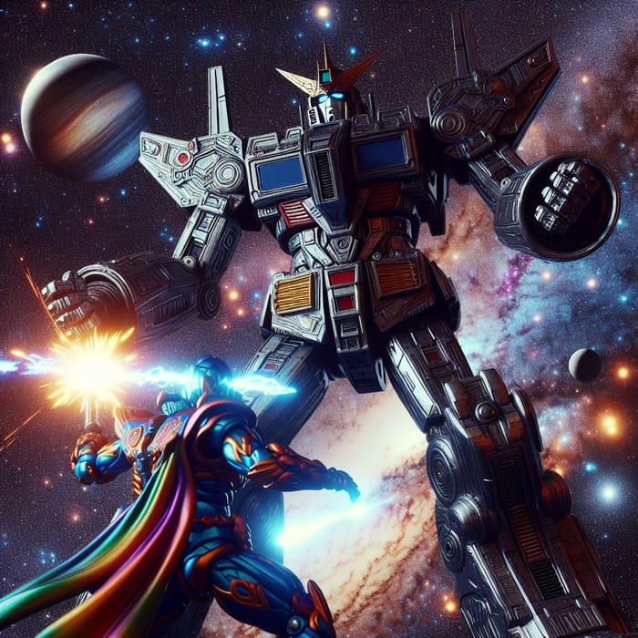 Epic Battle: Transformer vs Power Ranger in Cosmic Showdown