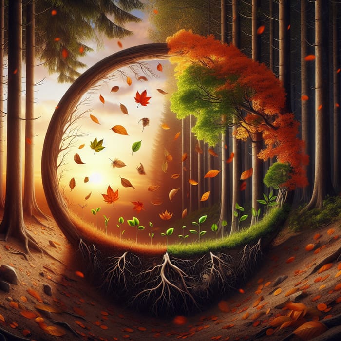 Circle of Life: Realistic Forest Transformation Artwork