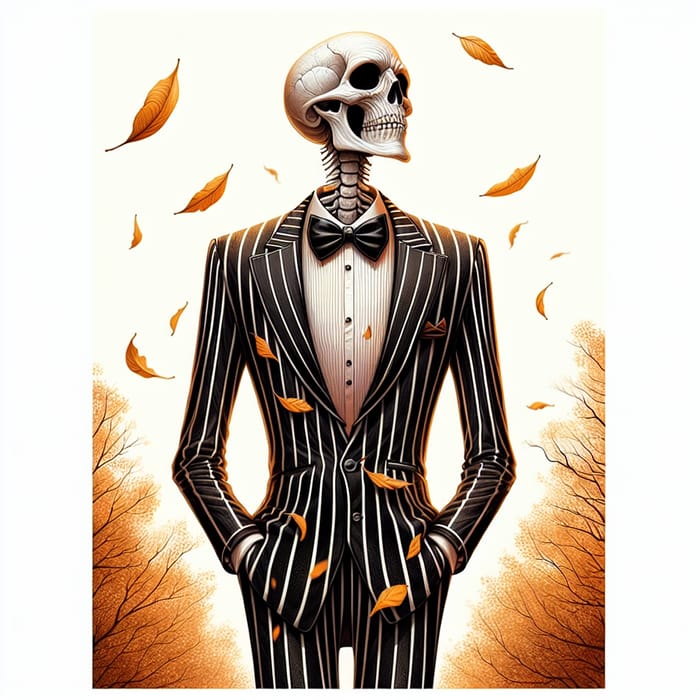 Realistic Illustration of Jack Skellington Enjoying Autumn Day