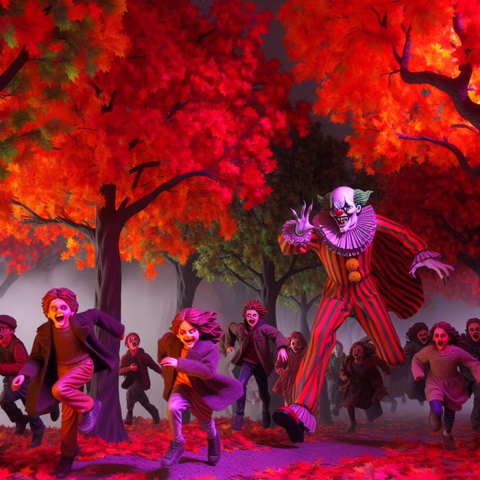 True Halloween Chaos: Children Fleeing Sinister Clown