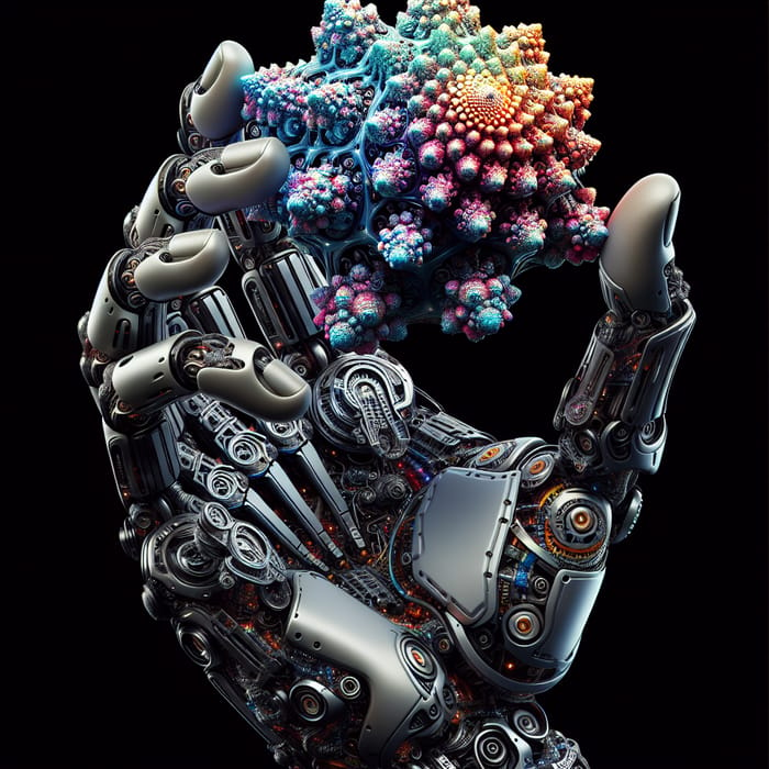 Semi Robotic Hand Grasping Colorful Geometrical Fractal Art