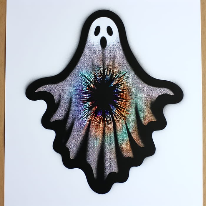 Black and White Ghost Stencil with Mesmerizing Holographic Interior