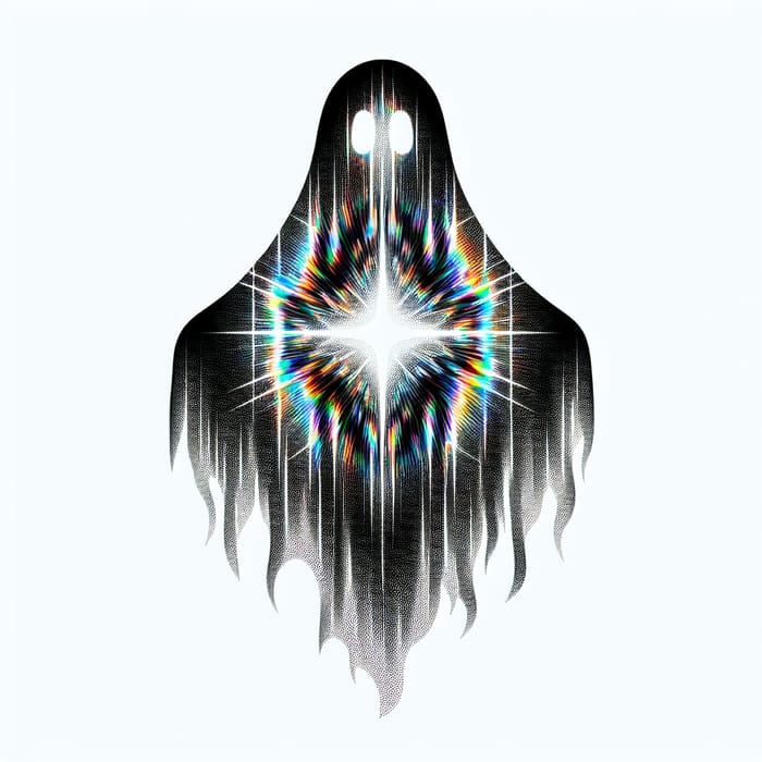Clear Black and White Ghost Stencil with Holographic Spectral Interior