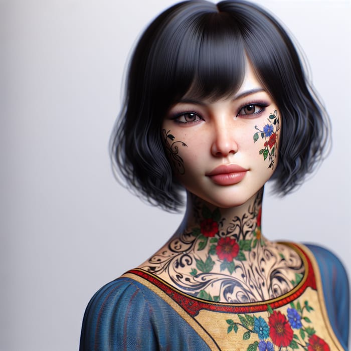 Snow White with Intricate Facial Tattoos - Fantasy Art