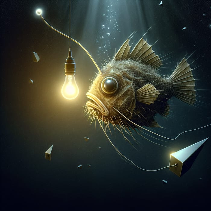 Realistic Anglerfish in Dark with Lightbulb Antenna