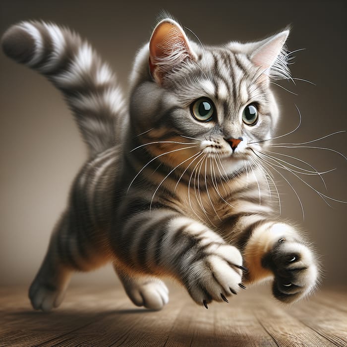 Cute Gray Tabby Cat Playing