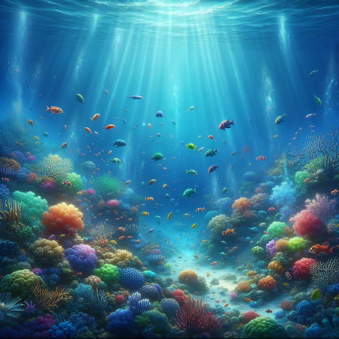 Vibrant Blue Underwater Ocean Background for 2D Games