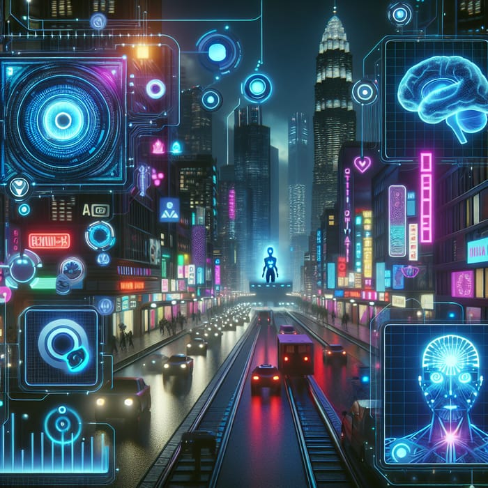 AI Trends in Cyberpunk Style | Futuristic Technology Scene