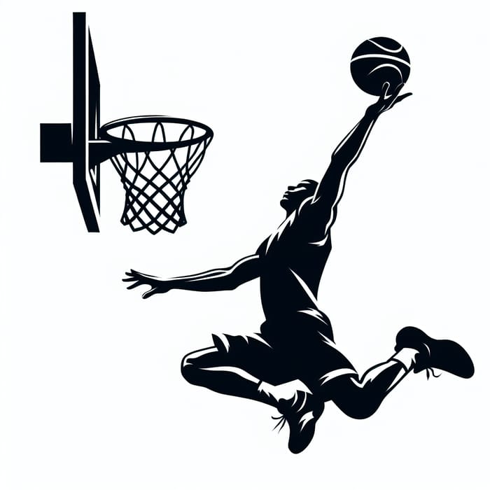 Finger Roll Layup Silhouette: Basketball Player in Action