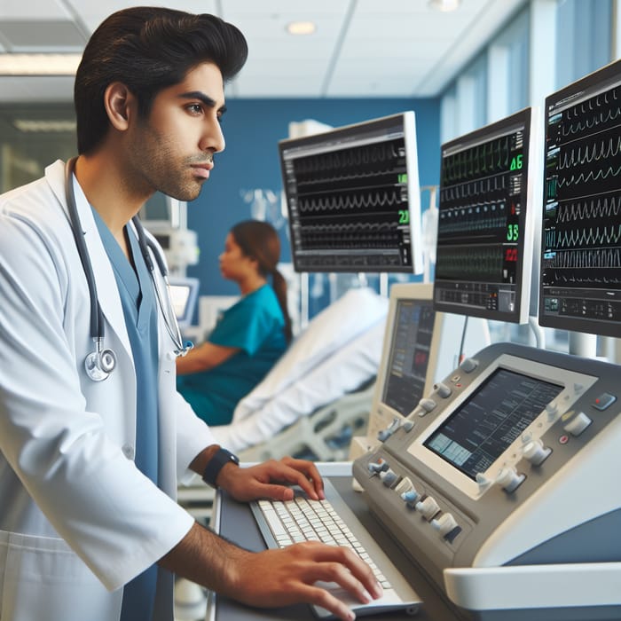 Hospital Room Patient Monitoring via Computer | Healthcare Professional