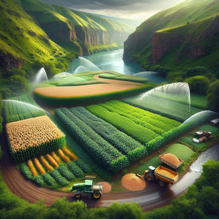 Abundant Field with Corn, Barley, Peas, Beans, and Spelt by Akhuryan River