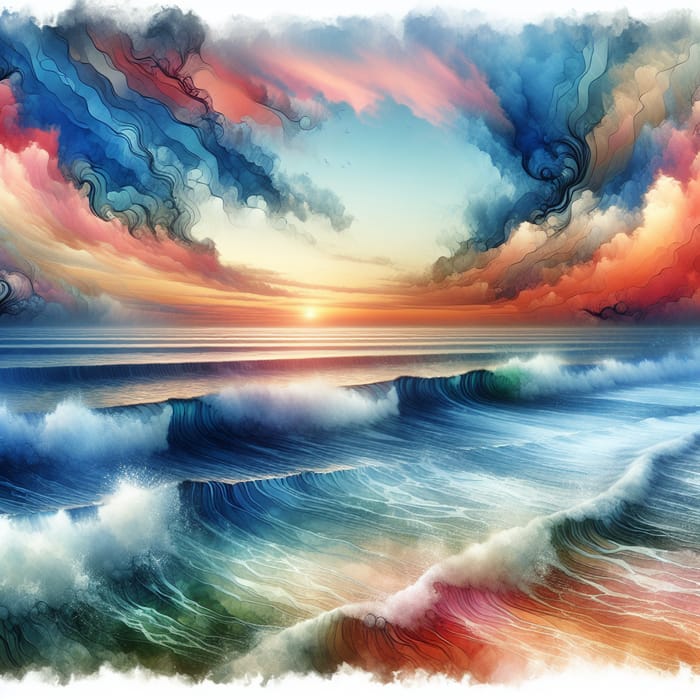 Serene Ocean Waves Painting | Watercolor Artwork