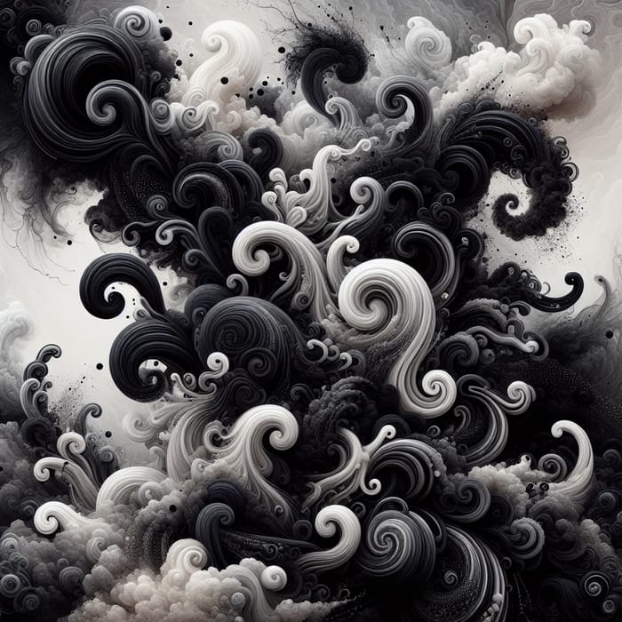 Abstract Swirly Background in Black and White
