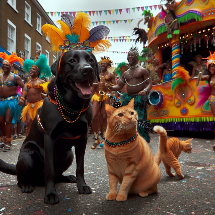 Festive Carnival Image Featuring Dog with Cat