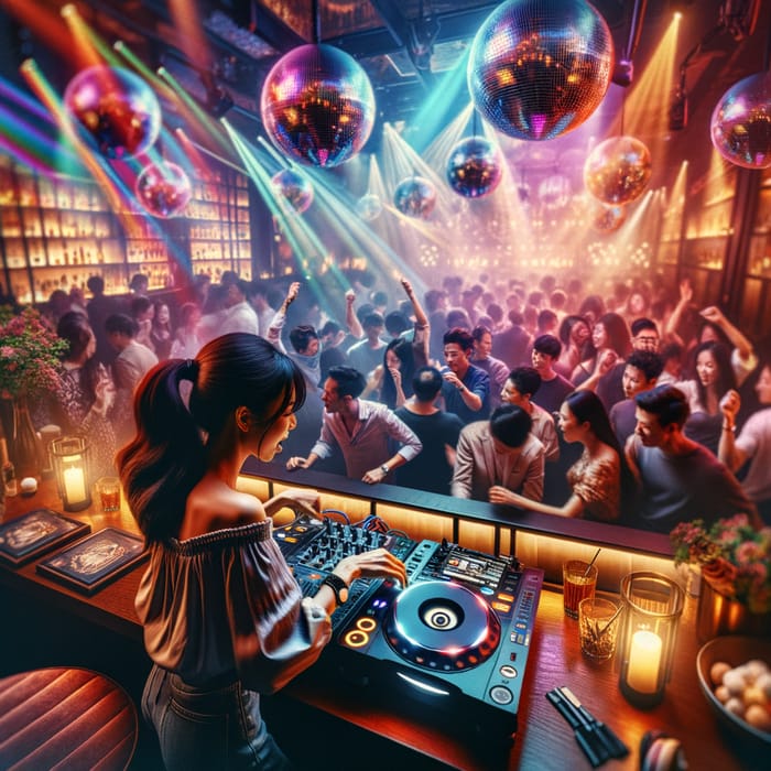 Vibrant Disco Club with Asian DJ | Electric Atmosphere