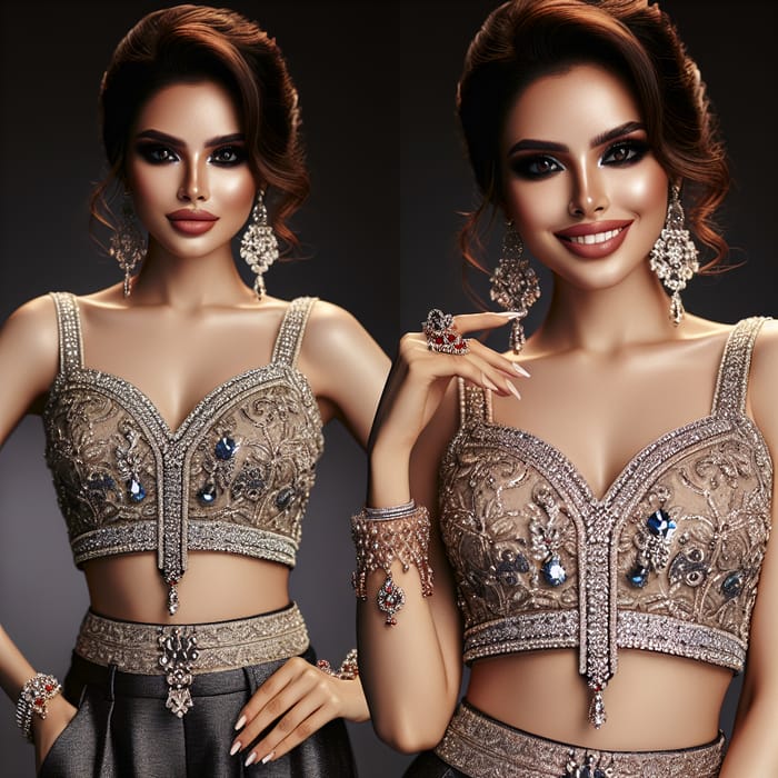 Stunning Diva in Crop Top & Trousers | Fashionable Makeup & Jewelry