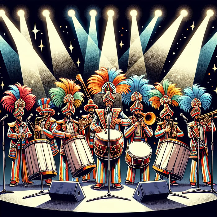 Colorful Murga Band Performance Illustration