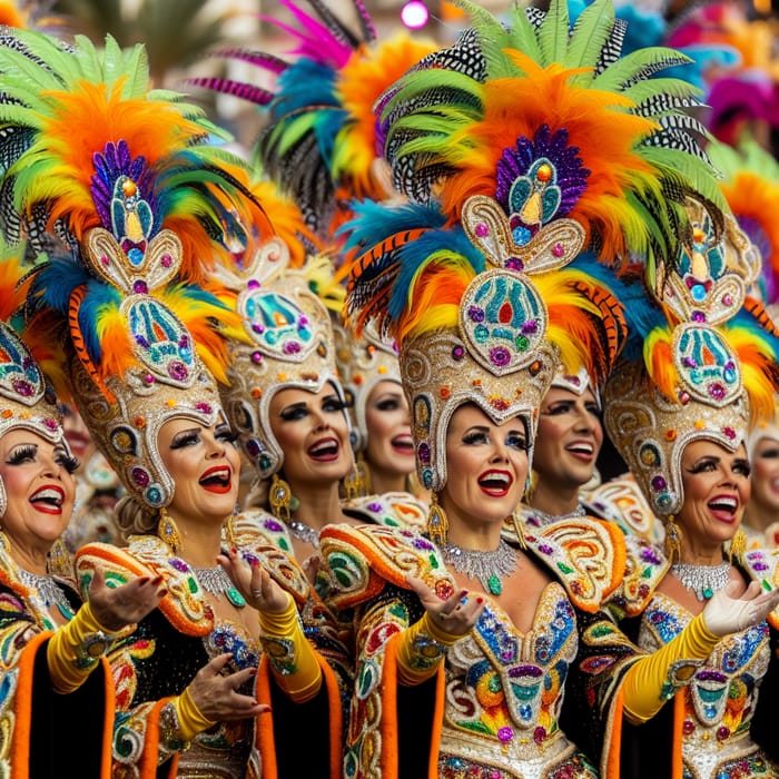 Colorful Murga Women at Tenerife Carnival