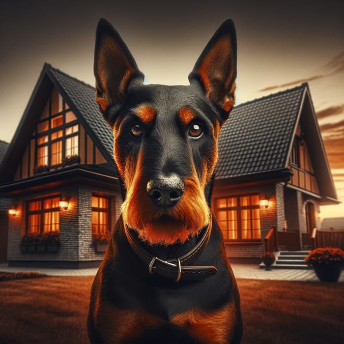 Intimidating Jagd Terrier in Front of a House