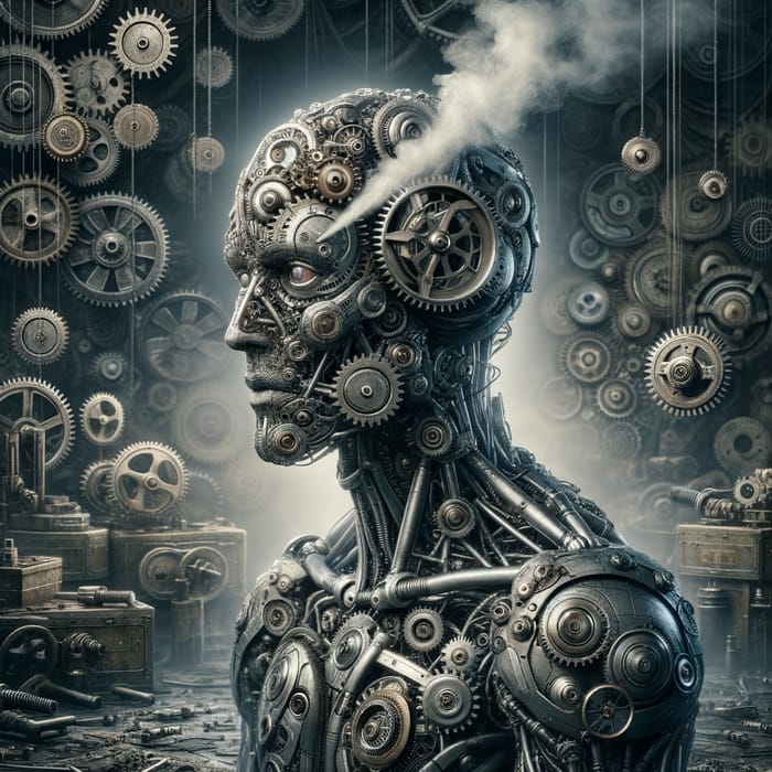 Gear Head: Surreal Fusion of Man and Machine