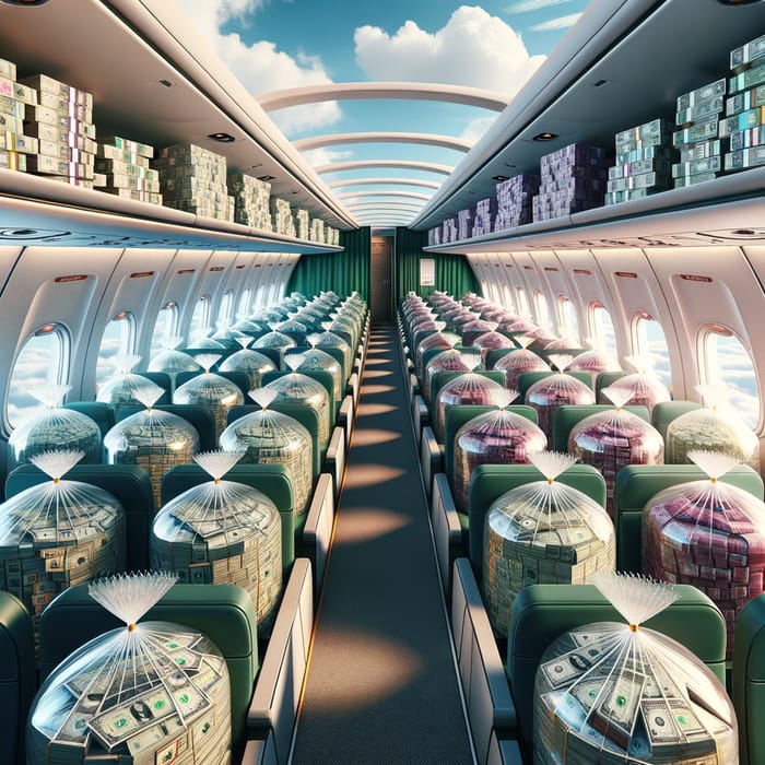 Airplane Filled with Assorted Banknotes