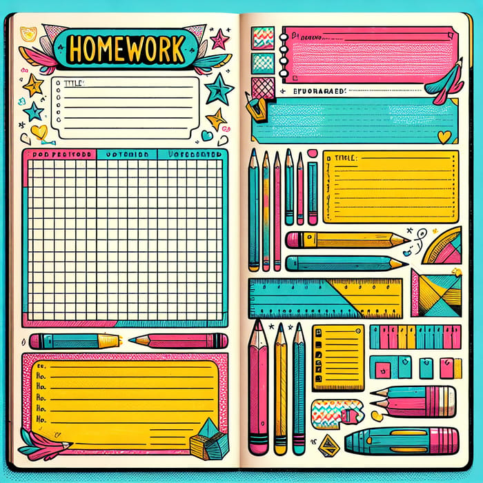 Vibrant Homework Design | Grid Patterns, Doodles & Feedback